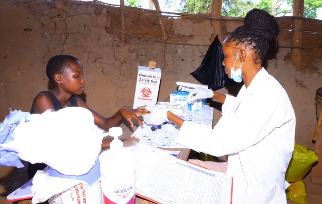 an adolescent taking a health test